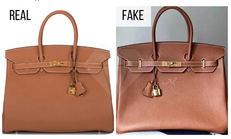 Hermès Birkin real vs fake comparison — leather, hardware, and shape